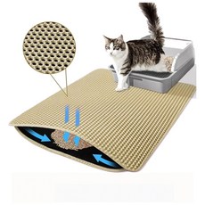 고양이 화장실 매트 이중층 미끄럼 방지 대형 애완동물 필터 내구성 방수, 40x50cm, yellow