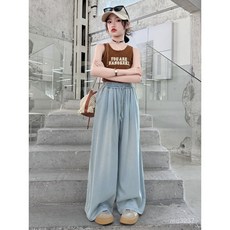 夏季中大女童輕薄天絲牛仔褲 童裝兒童新款女孩闊腿寬鬆冰感褲