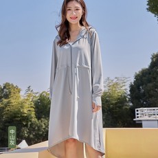 JDUDS 夏天冰絲防曬多功能連帽披風外套 透氣輕盈加長款防曬衣