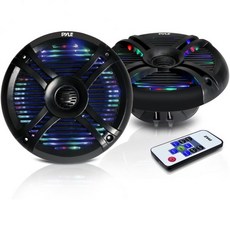 파일 6.5인치 이중 방수 해양 스피커 250W 야외 차량/보트 라디오 스테레오 방수/방진 세트 LED 마운트 와이어 그릴 PLMRX68LEB (검정)