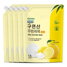 슈가버블 주방세제 구연산X레몬 주방세제 1.2L, 5개