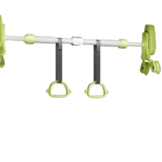 室內單槓引體向上器，多功能門框單槓，家用健身器材，可調節長度，安全穩固, 綠色+吊環