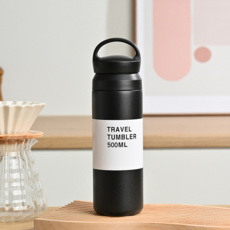 스텐 텀블러 보온 보냉병 트래블 텀블러, 1개, 블랙, 500ml