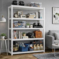 센스킹 하이센스랙 철판 선반 철제선반 베란다 수납선반 전자레인지 수납장 주방선반, 5단, 화이트