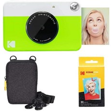 Kodak 프린토매틱 즉석 카메라 세트 그린 기본 번들/징크 용지 20장/고급 케이스, Kodak 프린토매틱 즉석 카메라 세트, 그린, 기본