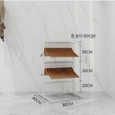 바퀴 행거 정리대 거치대 행어 철제 의류 쇼핑몰 진열대 헹거 선반 튼튼한 바퀴달린 스탠드, 80cm 실버 3단