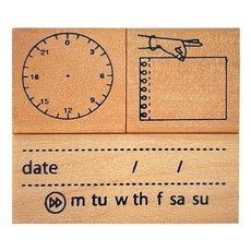 Wissppoott 디지털 시계 페이스 마킹이 있는 3피스 나무 스탬프 세트(날짜/시간/메모 스탬프 포함) 교실 활동 DIY 카드 워크시트 및 교육용 게임에 적합, Wissppoott 디지털 시계 페이스 마킹이 있는 3