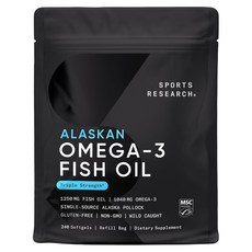 SPORTS RESEARCH 阿拉斯加 Omega-3 1040毫克 魚油 1250毫克 三倍濃度 軟膠囊, 成人男女通用, 240錠, 1個