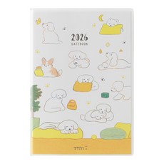 MIDORI 2026 Pocket Diary 手帳 小狗 B6 週間橫式, 1個, 黃色