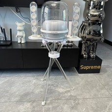 스피커 거치대 사운드스틱 전용 원목 받침대 디자인 인테리어 고정형 스탠드, 크리스탈 45세대 투명 흰색 56cm