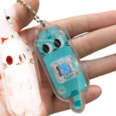 재미있는 귀여운 고양이 캐릭터 배꼽 버튼 피젯 키보드 블럭 톡톡 딸깍이 키캡 토이 키링 스트레스해소 장난감 커플 열쇠고리, 블루 sps560