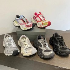 甄選好貨 2025秋季新款訂書機老爹鞋歐洲站複古做舊厚底透氣網麵休閒運動鞋, 槍色,男碼40, 1個