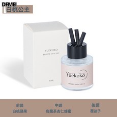 YUEKOKO 無火香薰 家車兩用擴香瓶, 汽車香薰50ML--白桃公主:如圖, 1個, 1L