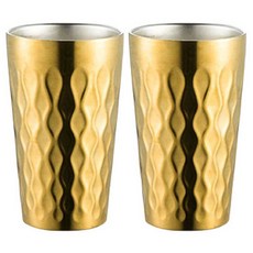 SoBuy 304 스테인리스 다이아몬드 무늬 물컵 550ml, 2개, 금
