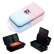 플쿠아 닌텐도 스위치2 전용 올인원 하드 케이스 파우치 가방, 1개, 블루핑크, 닌텐도 스위치2 올인원 파우치