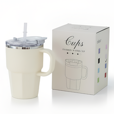 휴이즈 보온보냉 스텐 머그 텀블러, 크림, 1개, 600ml