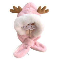 Haengunine 孩童鹿角造型絨毛連帽圍巾