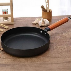 Tiger Pavilion 우드 핸들 플랫 프라이팬, 1개, 26cm