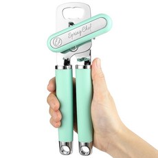 Sp반지 Chef 스테인리스 스틸 캔 오프너 - 부드러운 그립 손잡이가 있는 수동 쉬운 회전 매끄러운 가장자리를 가진 노인을 위한 튼튼한 핸드 자석 뚜껑 리무버 블랙_165, Mint_165727