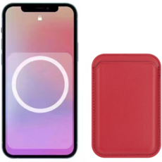 아이시(isee) 아이폰 애니메이션 호환 맥세이프 강력자석 가죽 카드지갑, 레드, 1개