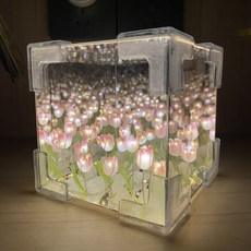 手工DIY鬱金香花海可愛立體小夜燈 創意禮物 浪漫生日禮物 節日禮物, 粉色魔方