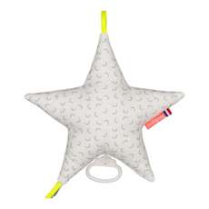 mellipou 嬰兒粉色雲朵造型床掛，柔軟舒適，促進視覺發展, 星星月牙, 1個