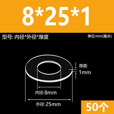 超薄透明PVC螺絲塑膠墊片M6-M20圓形塑膠墊圈耐高溫絕緣平墊PET硬介子M8M10M12M14M16M18 精選, 8*25*1(50個), 8*25*1(50個)