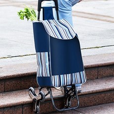 국내배송 2026년형 FOOI 가볍고 튼튼한 계단 오르는 쇼핑카트 스테인레스 바퀴 5시 당일발송, 네이비, 1개