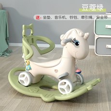 접이식 핸들 부착 키즈 어린이집 실내 탈것 유니콘 흔들붕붕카 푸쉬카, 카다멈 그린 1종, 1개