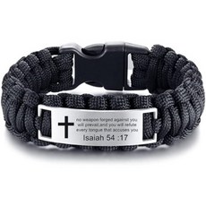 ZKXXJ 남성용 개인화된 이사야 팔찌 스테인리스 스틸 파라코드 생존 각인 크로스 바이블 인용 남편 아빠 남자친구 아들을 위한 성경 기독교 세례 종교 보석