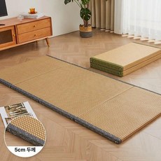 바닥 매트리스 3단 접이식 코코넛 팜 매트 손님용 토퍼, 뱀부 스모크 웨이브 문 5cm