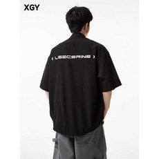 레터링 프린팅 카라 반팔 자켓 유니섹스 셔츠형 디자인 여름용 하이스트릿 감성 캐주얼 아우터