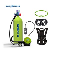 DEDEPU 專業潛水裝備 2L氣瓶 潛水呼吸套裝 鋁合金氧氣瓶 浮潛面罩, D600-A,黑