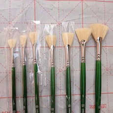 扇形筆 豬鬃水彩筆 軟毛不掉毛 專業繪畫工具, 1個, 全套七支