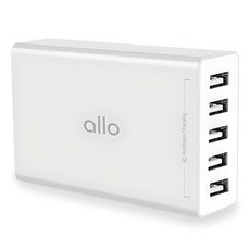 알로코리아 USB 5포트 2.4A 스마트 멀티 고속 충전기 UC401S, 화이트, 1개