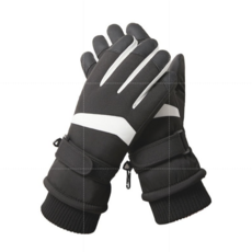 灰色防滑保暖滑雪手套，可調節腕帶設計，舒適透氣，冬季戶外運動必備, 黑色, 1個