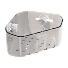 Byjoyyou 轉角水槽置物架 免釘瀝水收納架 強力吸盤廚房浴室多用途收納, 透明銀, 1個