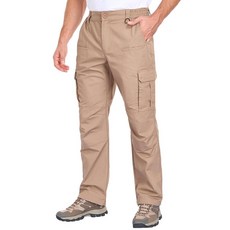 Zalify 남성용 작업용 카고 팬츠 전술 립스톱 바지 12개의 포켓 하이킹 방수 경량 카키 40 x 32