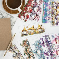 UV 전사 컵 스티커 다양한 패턴 디자인 코팅 장식용 DIY 리무진 10장 세트 24x11cm, 난쟁이