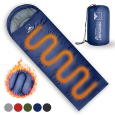 메디플릿 겨울용 머미형 야외 캠핑 침낭 + 수납가방, 1개, 네이비 블루 (2400g)