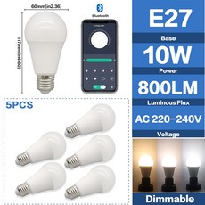 E27 블루투스 제어 전구 APP 6500K 3000K DE RGBW 220V 침실 CO 10W 램프 스마트 가능한 조명 LED
