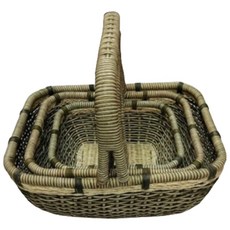 竹木造咖 精編藤提籃 水果籃/手提籃 收納籃, 雙色中, 1