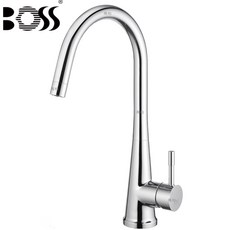 BOSS 無鉛廚房龍頭 010222-RG 玫瑰金 檯面 廚房水龍頭 出水管可左右旋轉 日本進口陶瓷閥, 1個, 鉻色