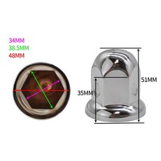 화물차 휠 러그 대형 너트 부품 커버 악세서리 크롬, 2. 32/33 너트 소켓 낮이형 51MM, 1개