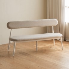 더즈 화이트 원목 3인 식탁 패브릭 쿠션 벤치 의자