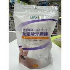 LIFE 超細滑牙線棒補充包208支/包 不分岔不易斷裂 人體工學設計 輕鬆剔除食物殘渣, 1個, 208支, 208支
