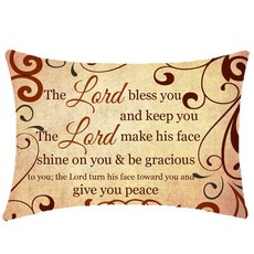 NIDITW The Lord Bless You and Keep You 면 삼베 장식 직사각형 담요 요추 허리 베개 커버 쿠션 커버 소파 거실용 30.5 x 50.8cm (12