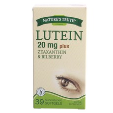 NATURE'S TRUTH 綠萃淨 葉黃素 Plus 玉米黃素 & 山桑子 20mg 軟膠囊, 39 件, 1個, 39錠