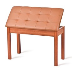 ZHRUNS Duet 피아노 벤치 나무 키보드 벤치 수납 공간 포함 73.7cm(29인치) 화이트 피아노 의자 시트 패딩 쿠션 포함, 브라운