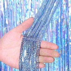 다프룸 홀로그램파티커튼 라이트블루 홈파티용품